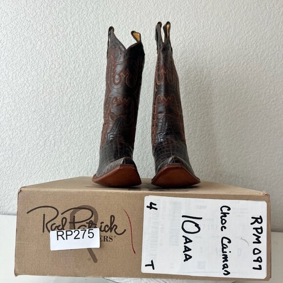 Rod Patrick Womens Cowboy Boots 10AAA Brown Caiman Western Pointed Toe Mid Calf - Picture 11 of 12